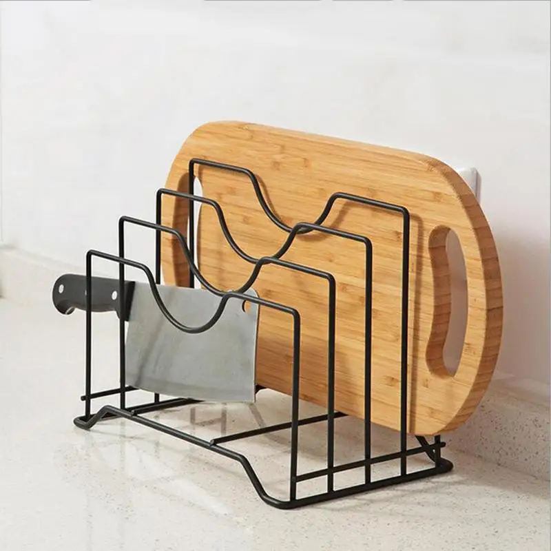 

Metal Iron Art Multi-function Pot Cover Frame Chopping Board Knife Board Kitchen Storage Racks Kitchen Utensils