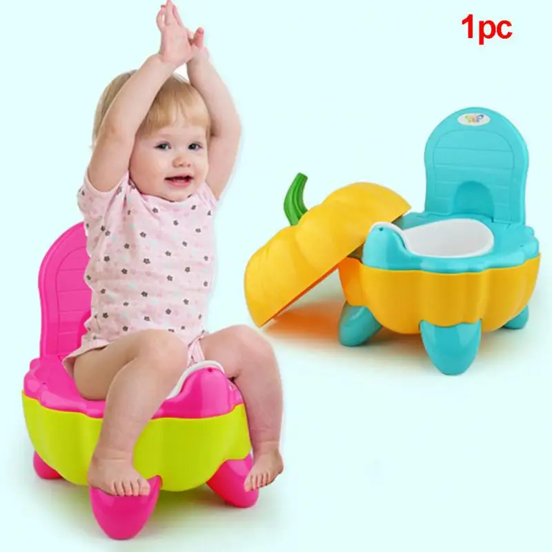 

Baby Potty Toilet Bowl Cute Pumpkin Cartoon Training Pan Toilet Seat Children Bedpan Portable Urinal Comfortable Backrest Pot