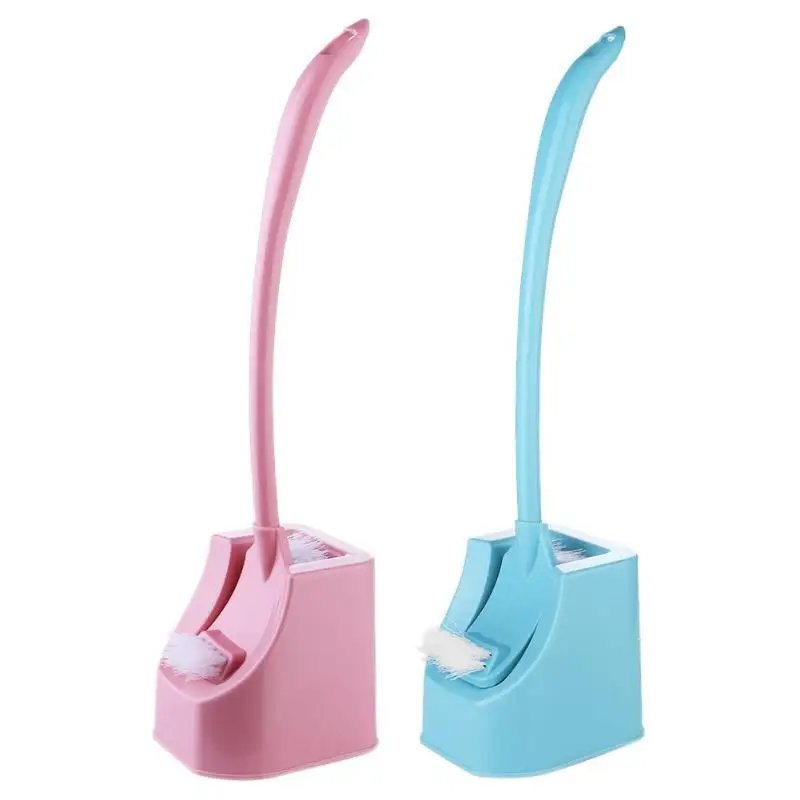 

Double Sided Toilet Brush Plastic Long Handle Bathroom Scrub Cleaning Brush With Stand Base Creative Household Cleaning Tool