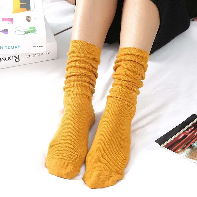 1Pair New Autumn Winter Wear Cute Cotton Solid Color School Style Long ...