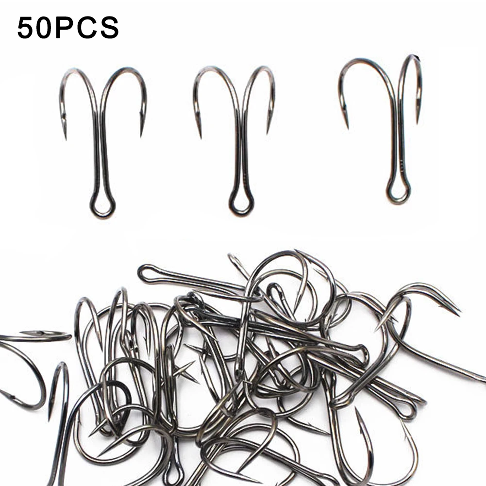 

50PCS Fly Fishing Fish Bait Holder Fishing Accessory Soft Lures weedless double hooks super sharp for saltwater fishing tackle