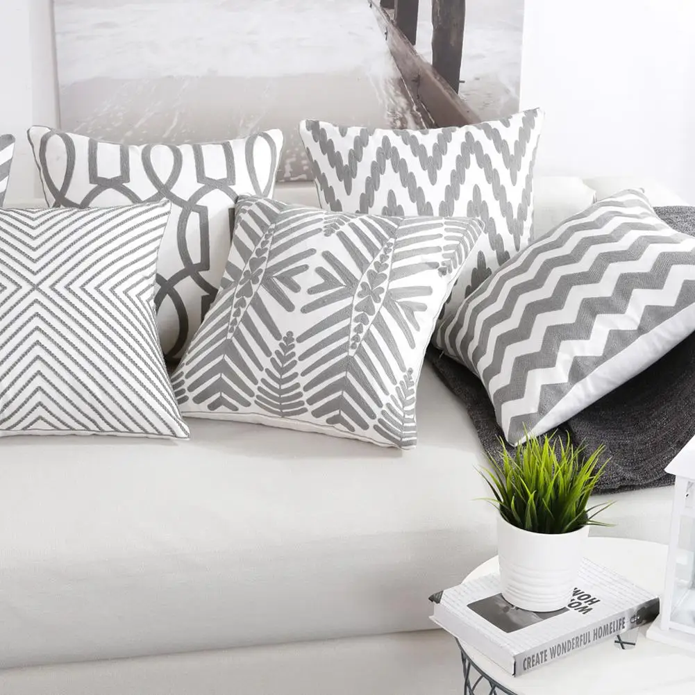 Элегантный чехол для подушки с серым узором для дивана, офисного кресла, автомобиля, Декор для дома, декоративная наволочка для подушки