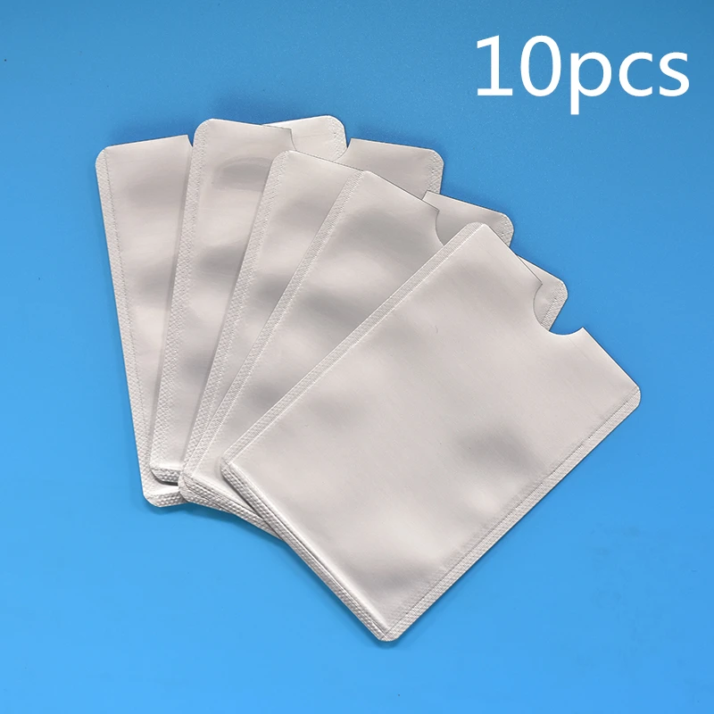 

FGHGF 10pcs Silver Anti Scan RFID Sleeve Protector Credit ID Card Aluminum Foil Holder Durable Quality