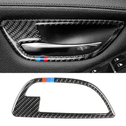 Углеродного волокна интерьера украшение для дверной ручки Стикеры для BMW F10 5 серии 11-17