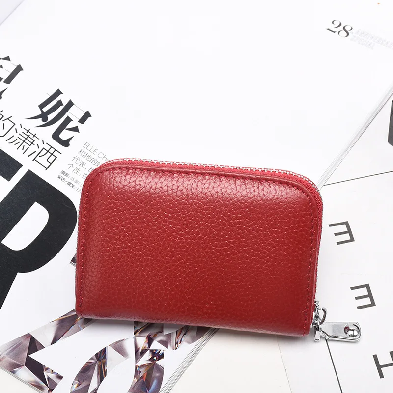 Кошелек из натуральной кожи держатель для карт визитница кошелек RFID молния