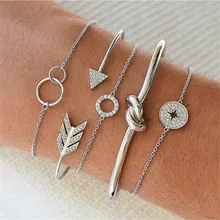 MESTILO богемные стрелы узел компас манжета браслеты для женщин горный хрусталь Кристалл Золото Серебро Браслеты наборы ювелирных изделий подарки