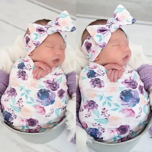 purple floral swaddle