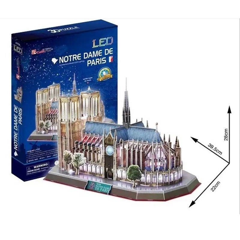 

3D Puzzle LED Lighting Notre Dame De Paris Architecture Model 149pcs DIY Toys Wholesale Science And Education Toys