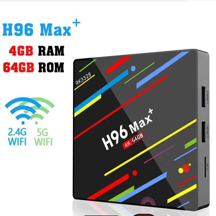 

4GB RAM 64GB 4K Smart TV Box Android 8.1 H96 MAX Plus RK3328 Set top box 2.4G/5G Dual WIFI BT H96Max + Media player pk T9 TVBOX