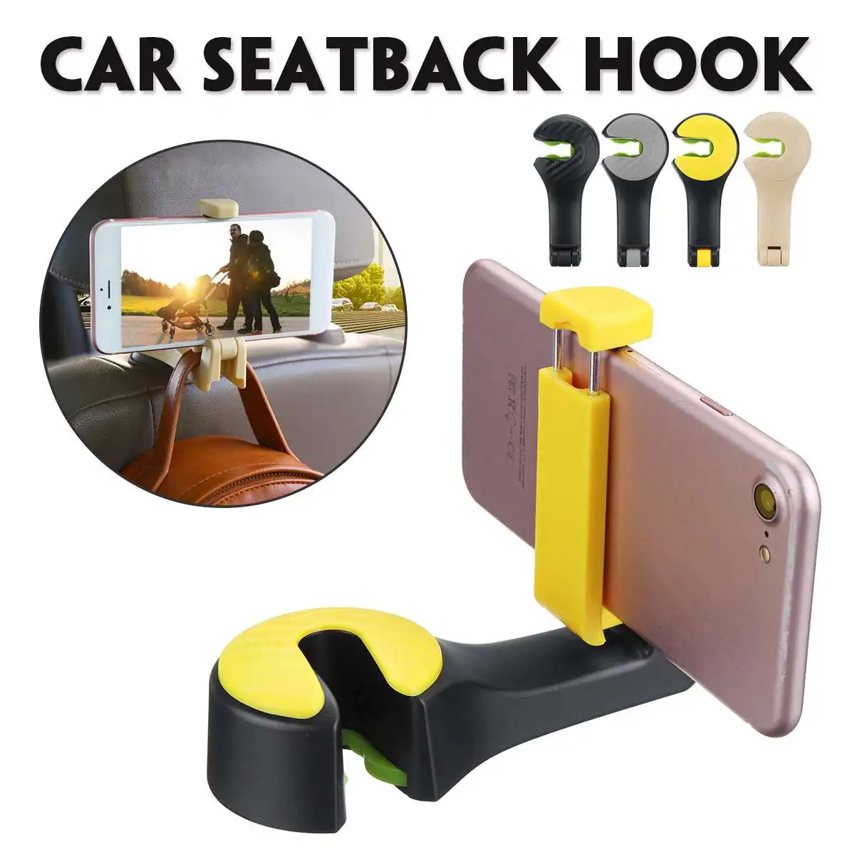 

1Pcs Car Back Seat Stand Headrest Hanger Hooks Clips Phone Holder 2 in 1 Automobile Interior Accessories Hooks