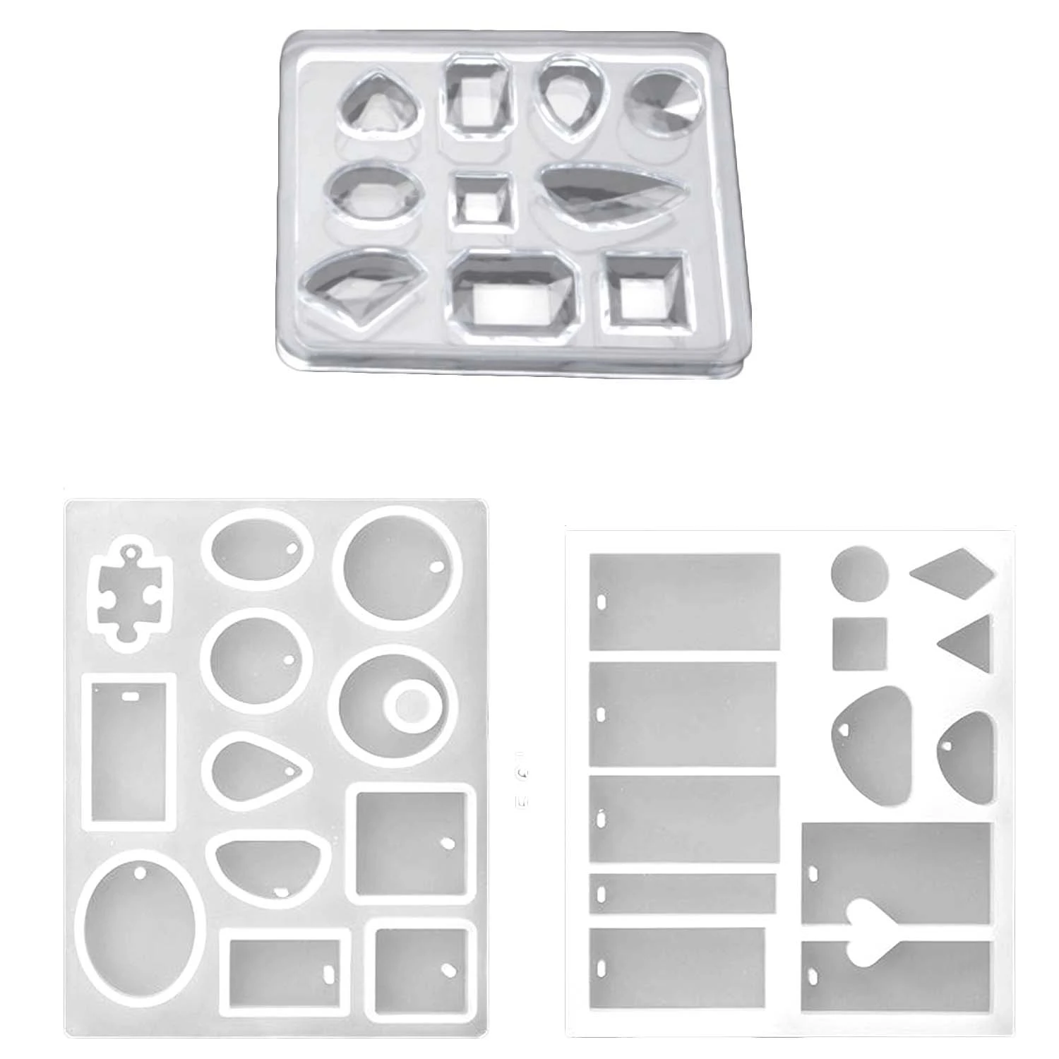 

3 Pack Silicone Jewelry Casting Molds Silicone Resin Jewelry Pendant Necklace Molds With Popular Jewelry Shapes And Hanging Ho