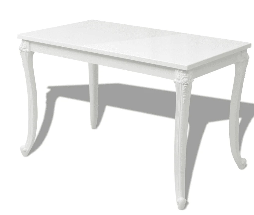 VidaXL طاولة طعام 120x70x76 cm عالي اللمعة الأبيض
