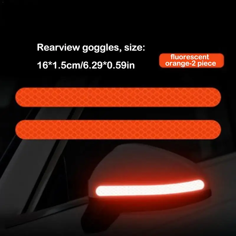 

2PCS Car Universal Rearview Mirror Fluorescent Reflective Stickers Warning Logo Personality Car Reflective Strip Car-styling