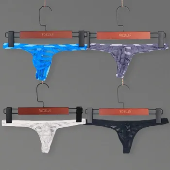 

Men Sexy Mesh Transparent Briefs Bikini G-string Thong Tangas De Hombre Jock Underwear Shorts Exotic T-back