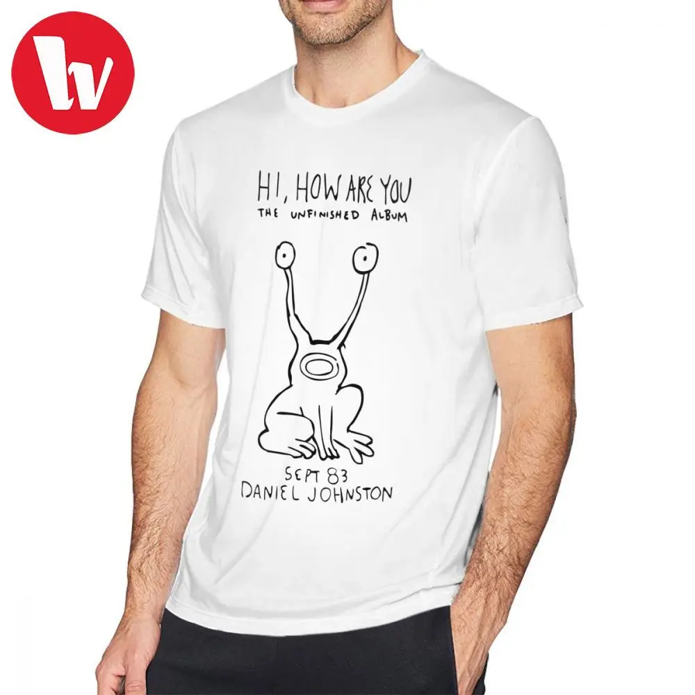 

Nirvana T Shirt Daniel Johnston Hi How Are You As Worn By Kurt Cobain Of Nirvana T-Shirt Big Men Tee Shirt Print Cotton Tshirt