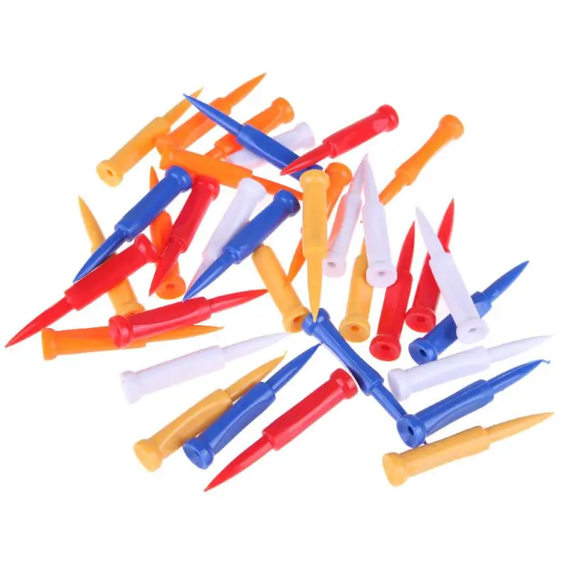 35Pcs/bag Multi Color Golf Tees Golf Plastic Tees Rubber Cushion 68mm Top Golf Tee Golf Training Accessories 5 Colors