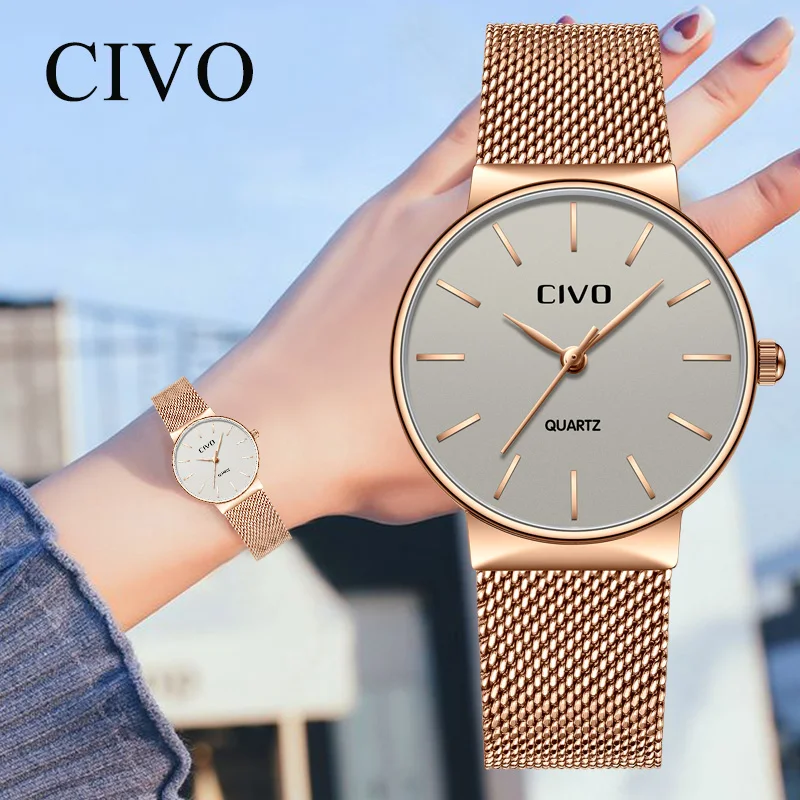 

CIVO Fashion Watch Women Waterproof Mesh Strap Quartz Watches Ladies Top Brand Luxury Wrist Watches Girl Clock Relogio Feminino