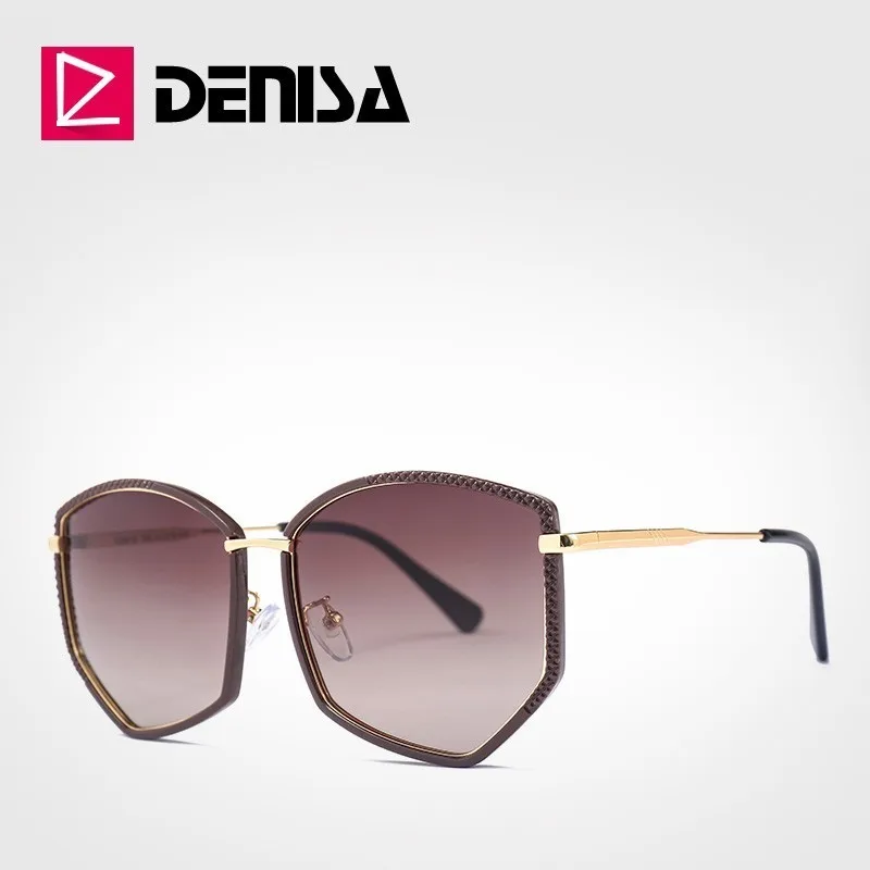 

DENISA Brown Sunglasses Women Polarized Vintage Cat Eye Sunglasses 2019 UV400 Driving Glasses Pink Black Shades For Women G29918