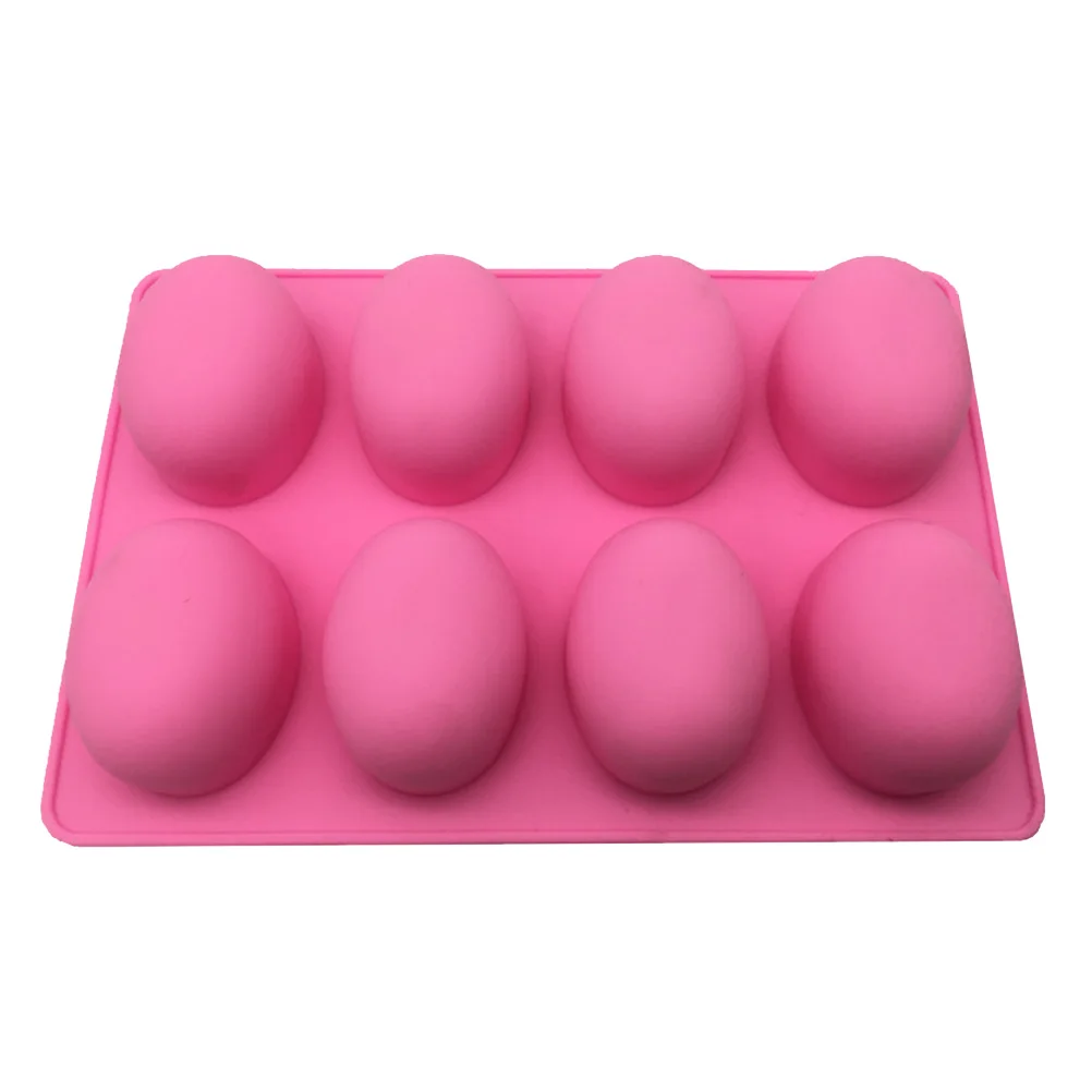 1PC 8 Cavities Oval Egg Shape Mold Non sticky Silicone Food Grade Candy