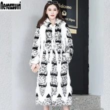 Nerazzurri подиумная шуба из Шиншиллы с капюшоном Новое поступление длинное пальто из искусственного меха женская верхняя одежда с искусственным мехом больших размеров в стиле пэчворк 5xl 6xl искусственная шуба