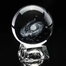 80 мм миниатюрные Млечный Путь хрустальный шар 3D лазерный хрустальный шар с гравировкой золото/серебро/База светильника для украшения дома для подарка