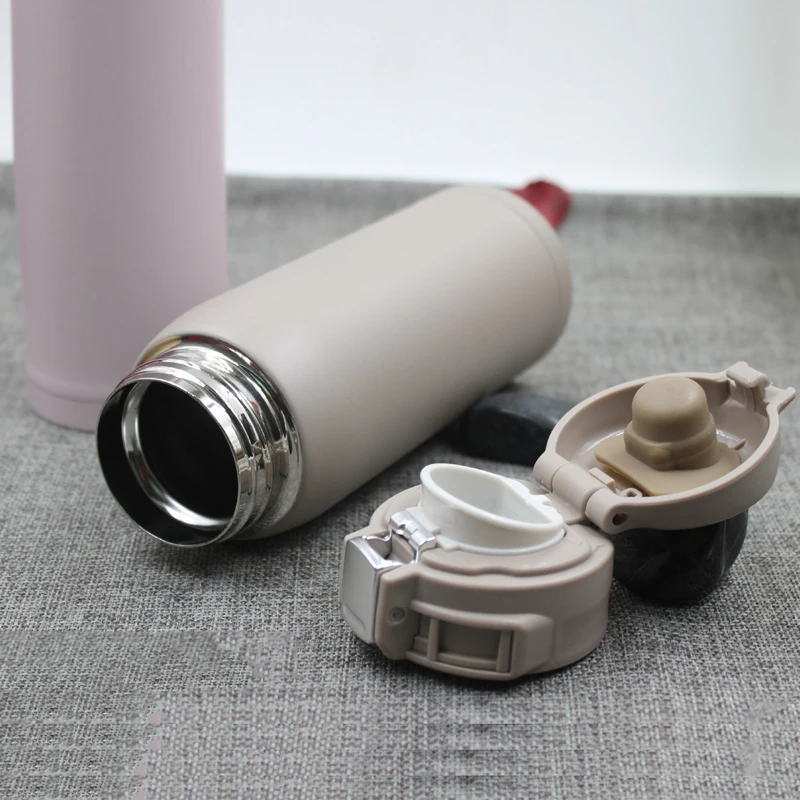 

Balleenshiny Creative Fashion Bounce Cover Stainless Steel Vacuum Flask Solid Color Simple Hand Cup Men Women Student Cup