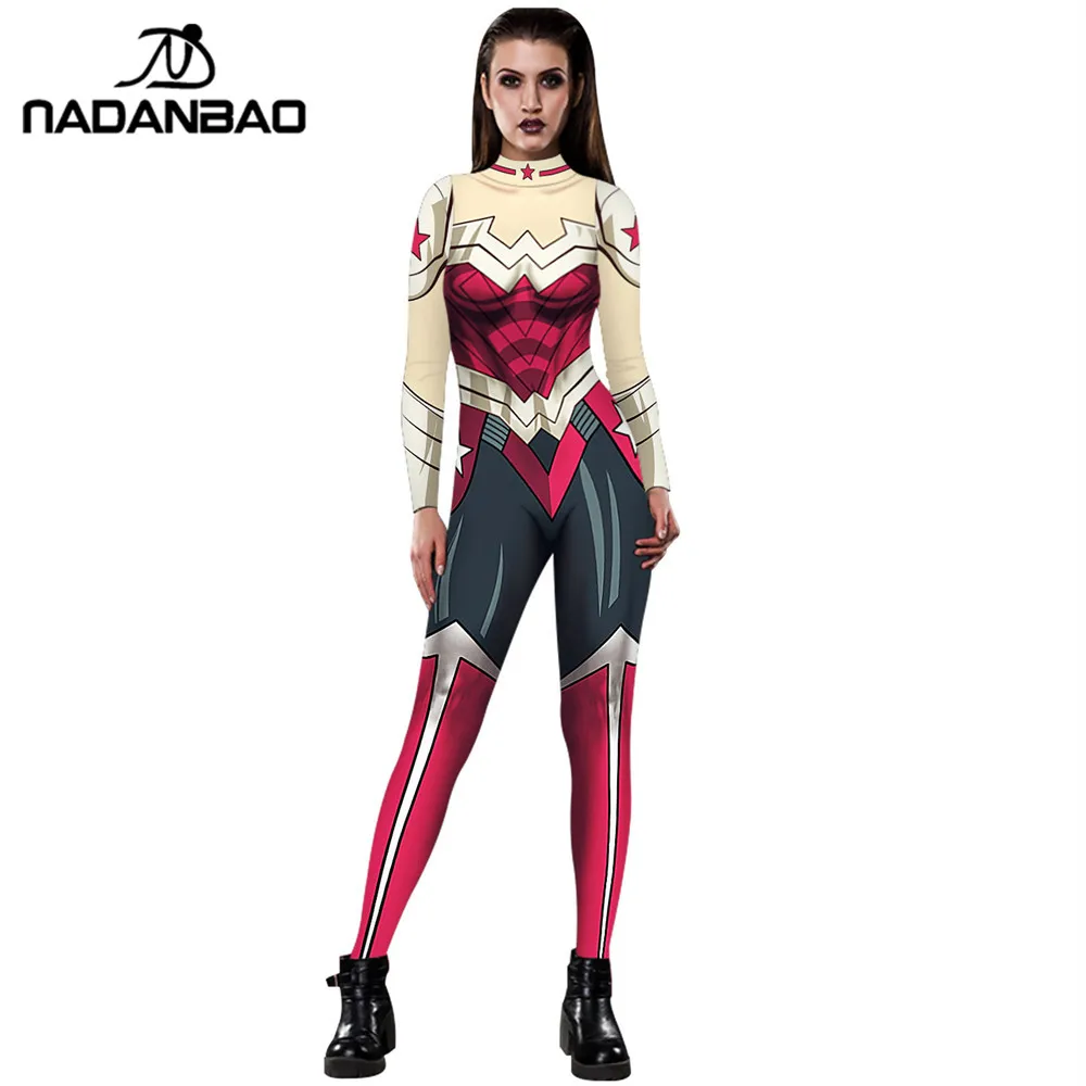 

NADANBAO New Arrival Wonder Woman Cosplay Costumes for women Marvel Avengers 4 Jumpsuit Costume Adult Plus Size Bodysuit
