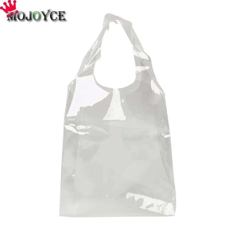 Женская Прозрачная ПВХ сумка для покупок, прозрачная модная многоразовая эко-сумка, Большая вместительная складная сумка для хранения, сумки для покупок, новинка
