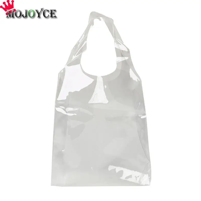 Women Transparent PVC Shopping Bag Clear Fashion Reusable Eco Tote Bag Large Capacity Foldable Storage Shopping Bags New Women Transparent PVC Shopping Bag Clear Fashion Reusable Eco Tote Bag Large Capacity Foldable Storage Shopping Bags New
