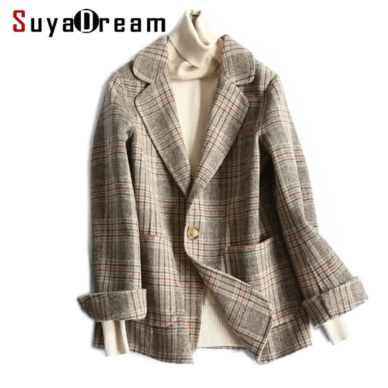 Aliexpress.com : Buy Women Wool Blazer 80%Wool 20%Poly Plaid Office ...