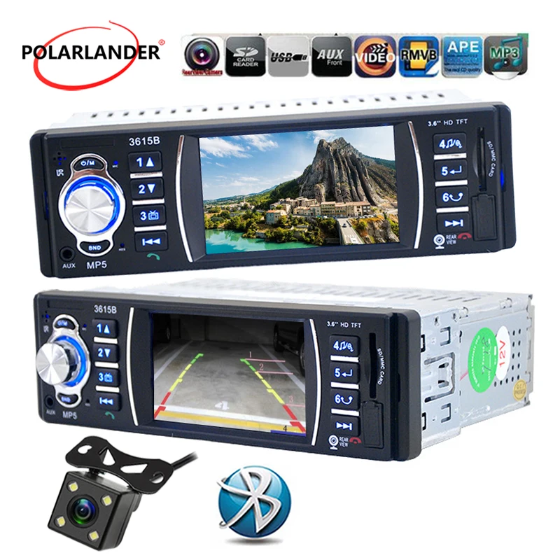 NEW 3.6 inch TFT screen Support Rear Camera Car radio bluetooth player