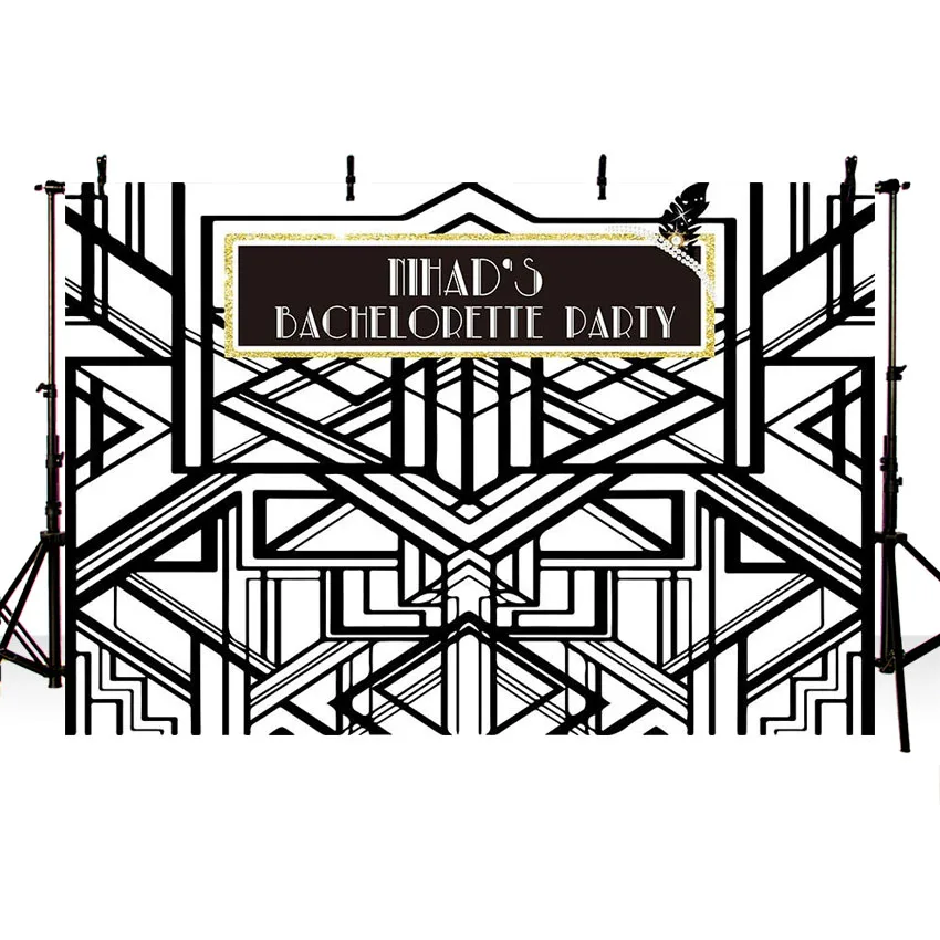 

Great Gatsby photography backdrops sweet birthday table decor black gold background photocall photobooth photography backdrops