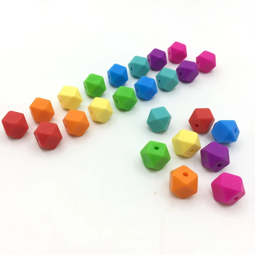 

11mm MINI Hexagon Silicone Teething Beads,rainbow loose beads 100% Food Grade Silicone Beads, BPA Free, Sensory Beads,Silicone