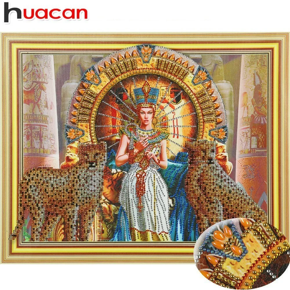 

HUACAN 5D DIY Diamond Painting Portrait Special Shaped Picture Of Rhinestones Queen Diamond Embroidery Animals Leopard 40x50cm