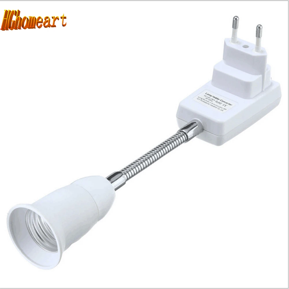 

Fireproof Material EU Plug to E27 Lamp Holder Converters e27 socket base Flexible 360 Degrees light socket splitter lamp holder