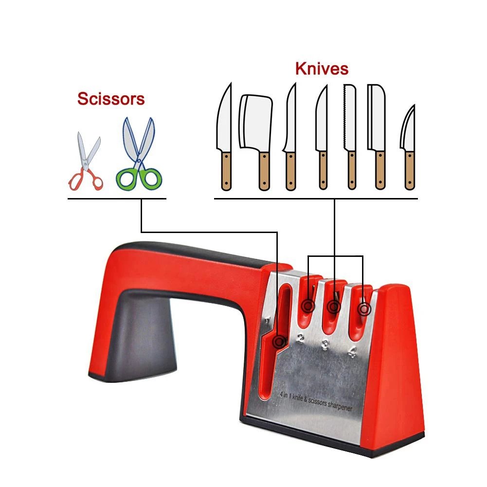 4 In 1 Knife Sharpener Cleaning Brush Sharpening Kitchen Knives Scissors