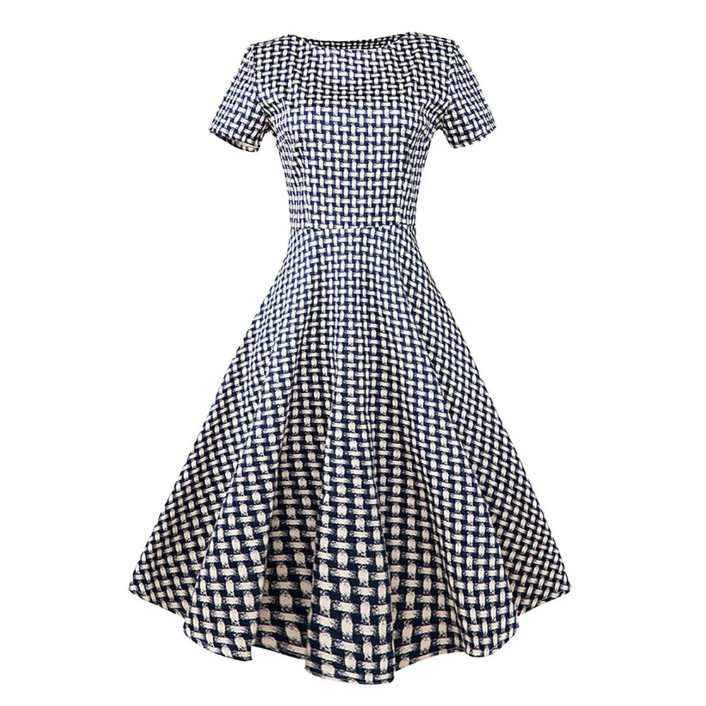 

Rosegal 2019 Women Dress Vintage Slim Fit Plaid Swing Dress On Sale