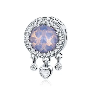 

3 Color 925 Sterling Silver Heart Radiant Crystal Dangle Heart Charms Fit Charm Bracelets Silver Jewelry SCC999