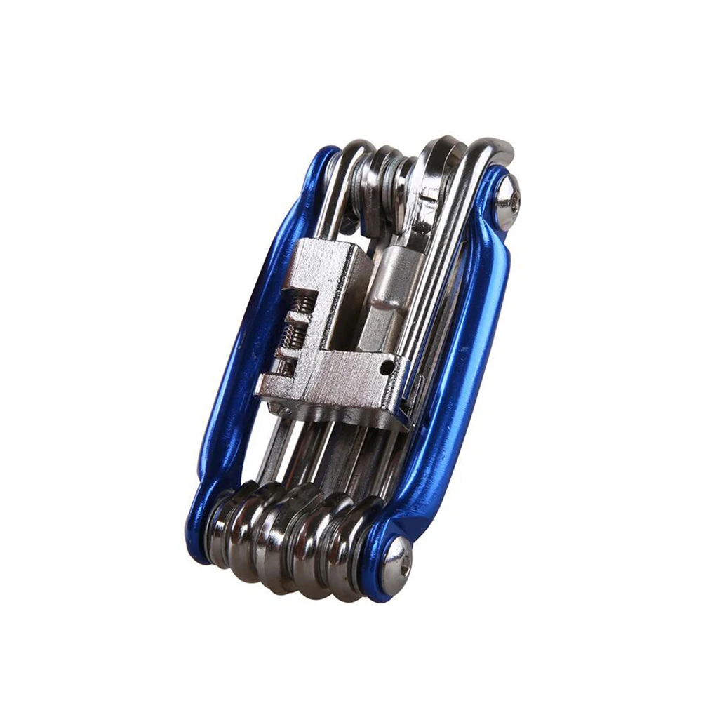 cheap 11 In 1 Multifunctional Combination Bicycle Repair Tool Disc Brake Wrench Chain Tool(Blue+Silver)