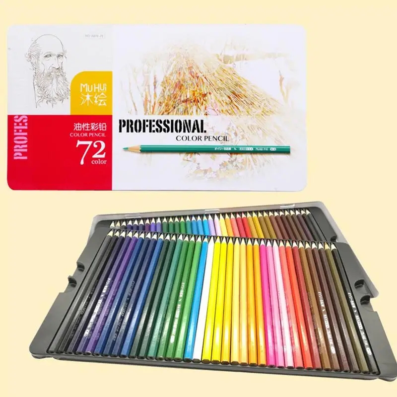 

72 Colors Oily Colored Pencils Iron Box Painting Pencils Art Supplies For Children Students School Supplies Office Accessories