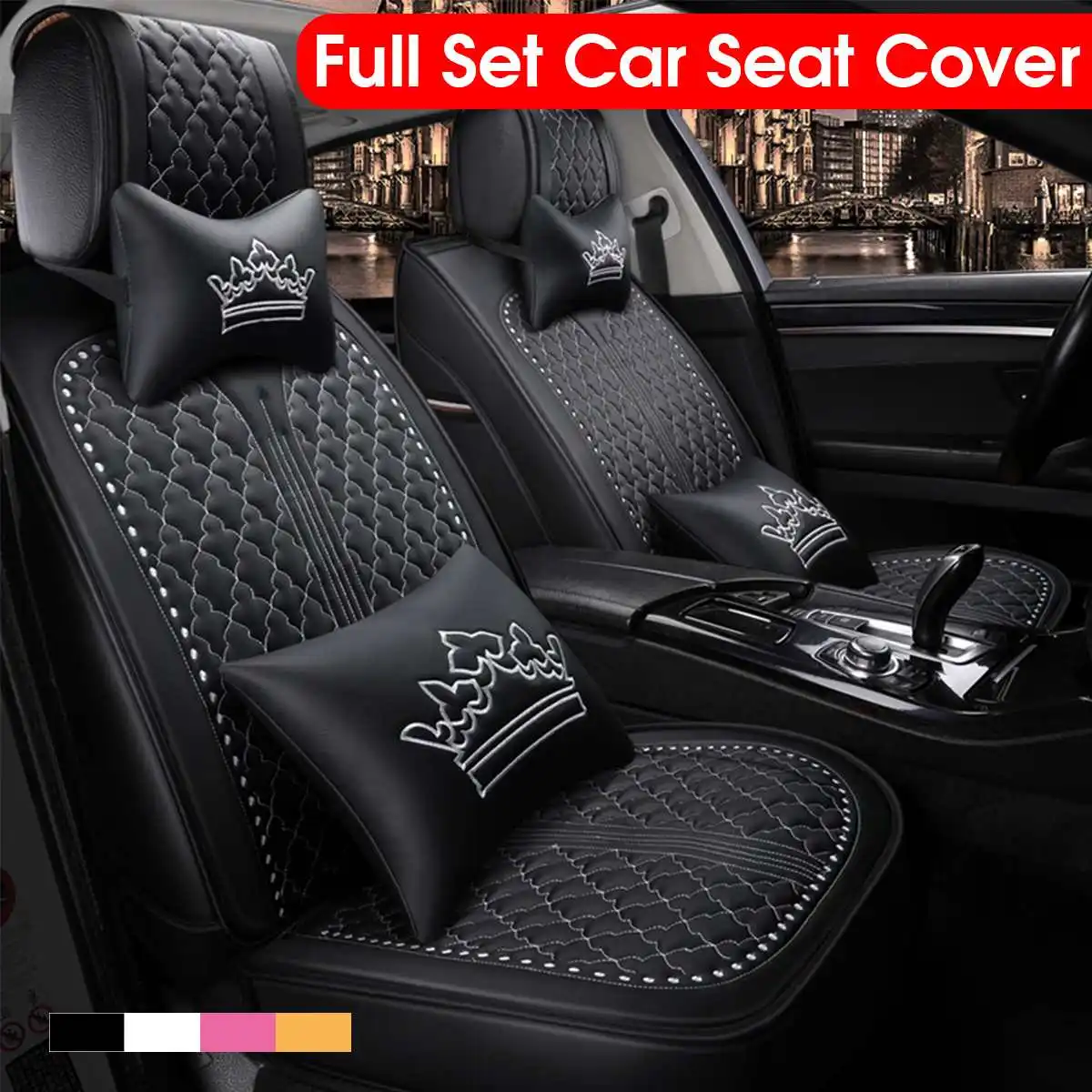 

Universal PU Leather Car Seat Covers Automotive Seat Cover Set Comfortable Needlework Seat Cushion Auto Accessories