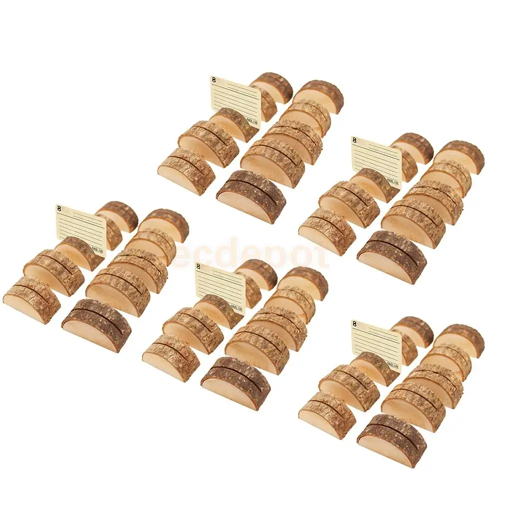50pcs Rustic Wood Table Numbers Holder Wood Place Card Holder Party Wedding Table Name Card Memo Note