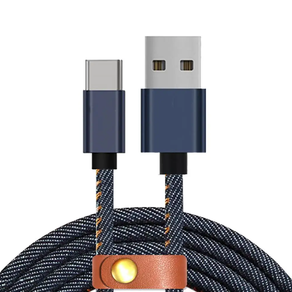 

Denim Data Cable Type-c Double-sided Universal Fast Charging TPE Joint Zinc Alloy Copper Wire PVC Durable Charging Adapter