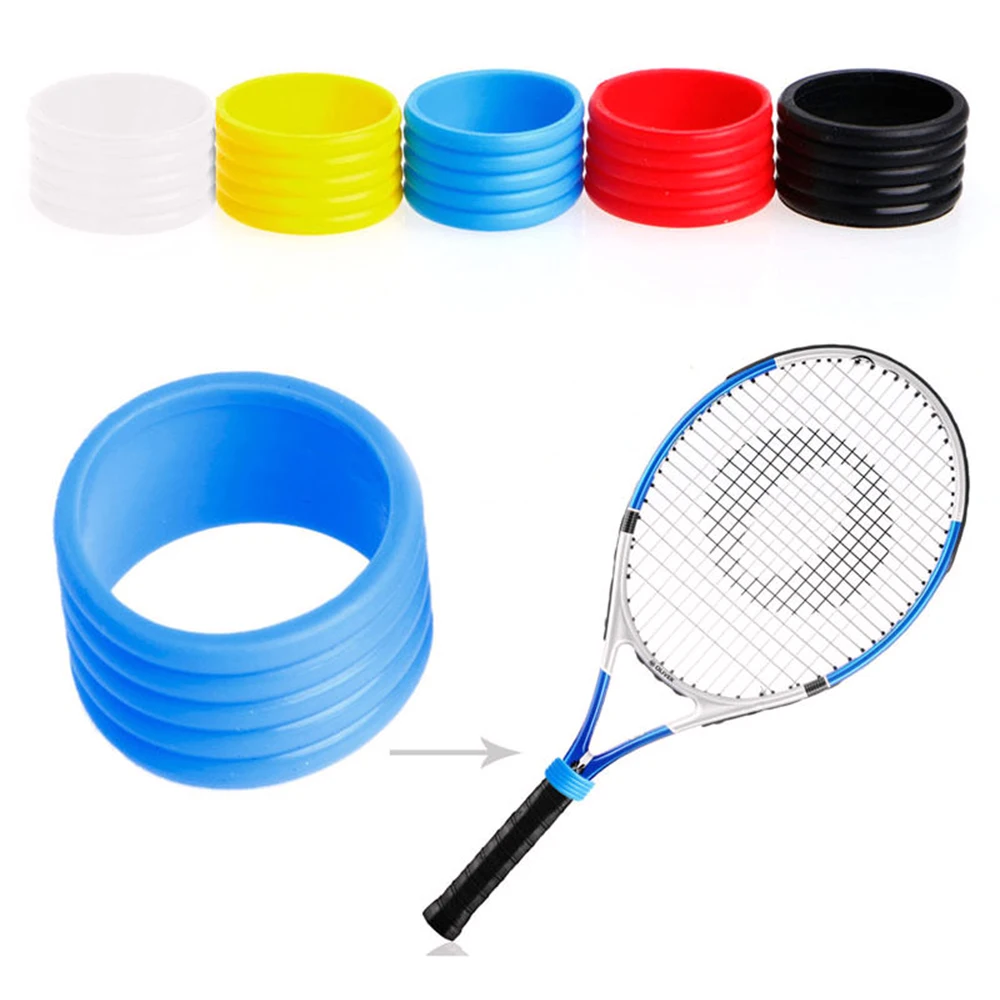 

10Pcs Tennis Racket Handle Anti-slip Rings Sweat Absorbent Silicone Racket Overgrip Tennis Handle Rings Tennis Accessories