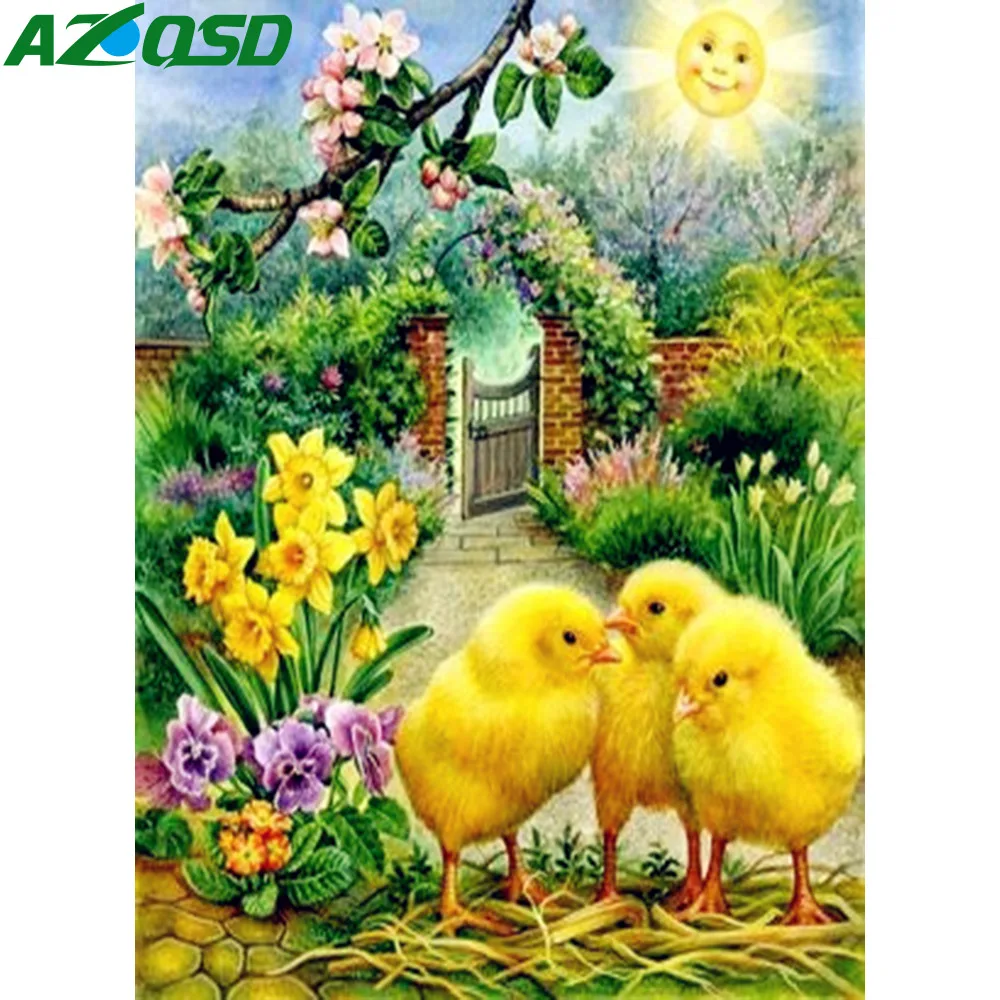 AZQSD 5D алмазная живопись цыпленок животное Сделай Сам Вышивка крестиком домашний