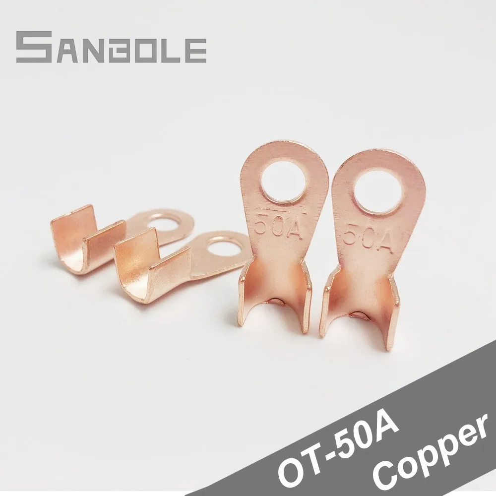 

Terminal OT-50A Splice Wire Dia Copper O shape Circular Naked Battery Cable Electrical Connector Open Lugs 50A (100PCS)