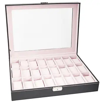 

24 grids Watch Box Case Top-level Opening Style Leather Watches casket Collection Product Luxury Holder Display Container