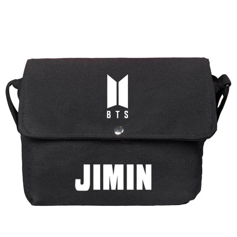 

kpop Jimin letter printing canvas bag kpop Bangtan Boys Shoulder Messenger Bag Simple bags for kids girl