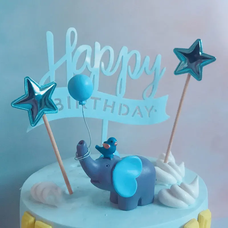 

Cute Elephant Balloon Lollipop "Happy Birthday" Collection Cake Topper Dessert Decoration For Birthday Party Lovely Gifts