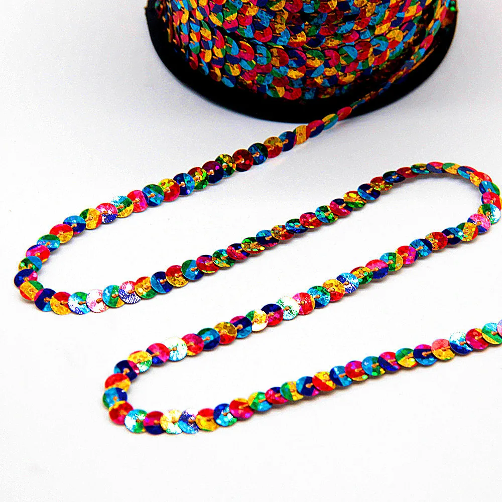 

100 Rainbow Laser Pailletten Naaien Op Trim Naaien Platte Ronde Paillette String Voor Decoratie Craft Kledingstuk Accessoire